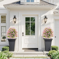 Garvee Fiori Artificiali Set da 2 Pezzi con Picchetti per Giardino e Terrazza, Rosa, Resistenti ai Raggi UV, Realistici, Facili da Curare