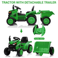 Trattore elettrico Garvee 6V, trattore per bambini, verde, con clacson e design robusto per piccoli agricoltori dai 3 anni in su in giardino e cortile