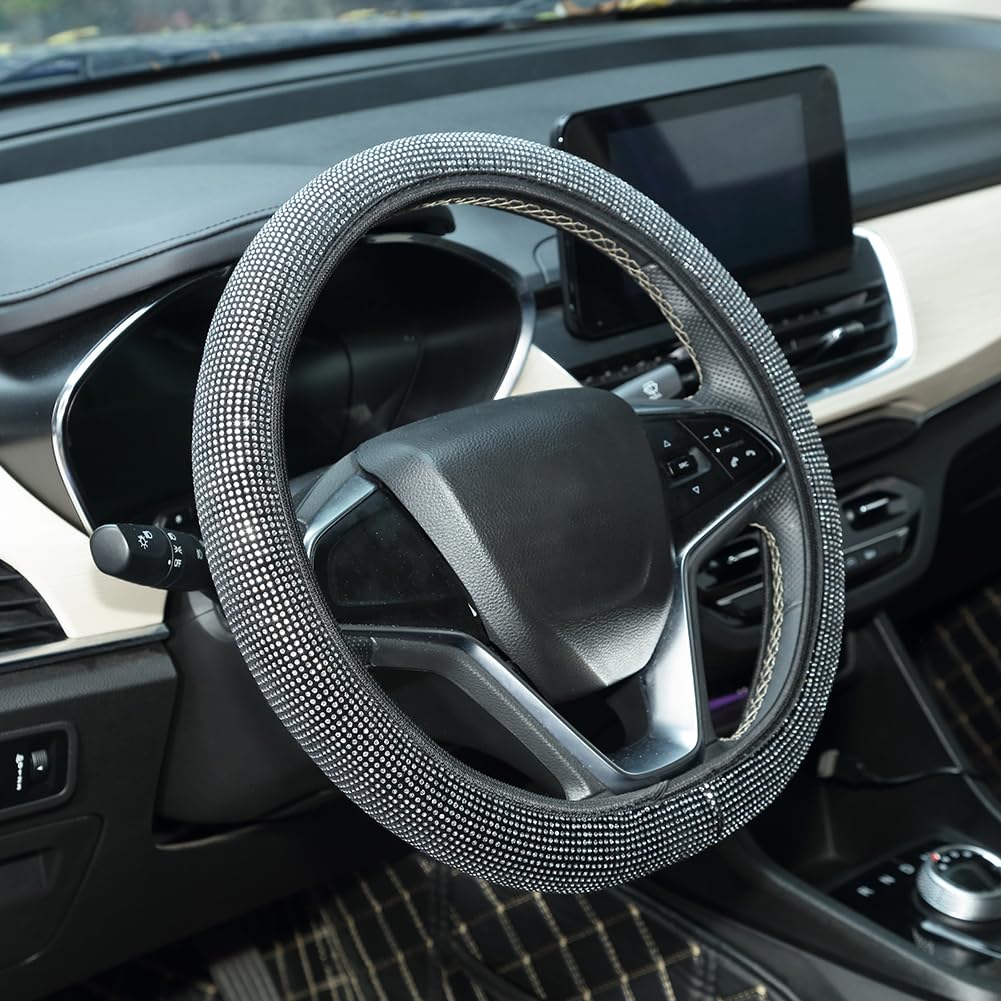 Set di coprisedili per auto Garvee, 15 pezzi, set completo scintillante, coprisedili traspiranti per auto, sedili anteriori, sedili posteriori, nero