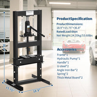 Pressa idraulica da 6 tonnella con H e altzza regolabile per officina e riparazione auto, acciaio al carbonio, molle di precisione, nero