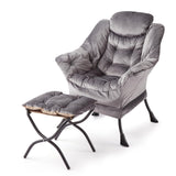 Garvee Divano Letto Pigro Sessel Poltrona Relax con Poggiapiedi in Velluto Olandese Ergonomica Stabile per Soggiorno Camera da Letto Azzurro-Menta - Blau-22