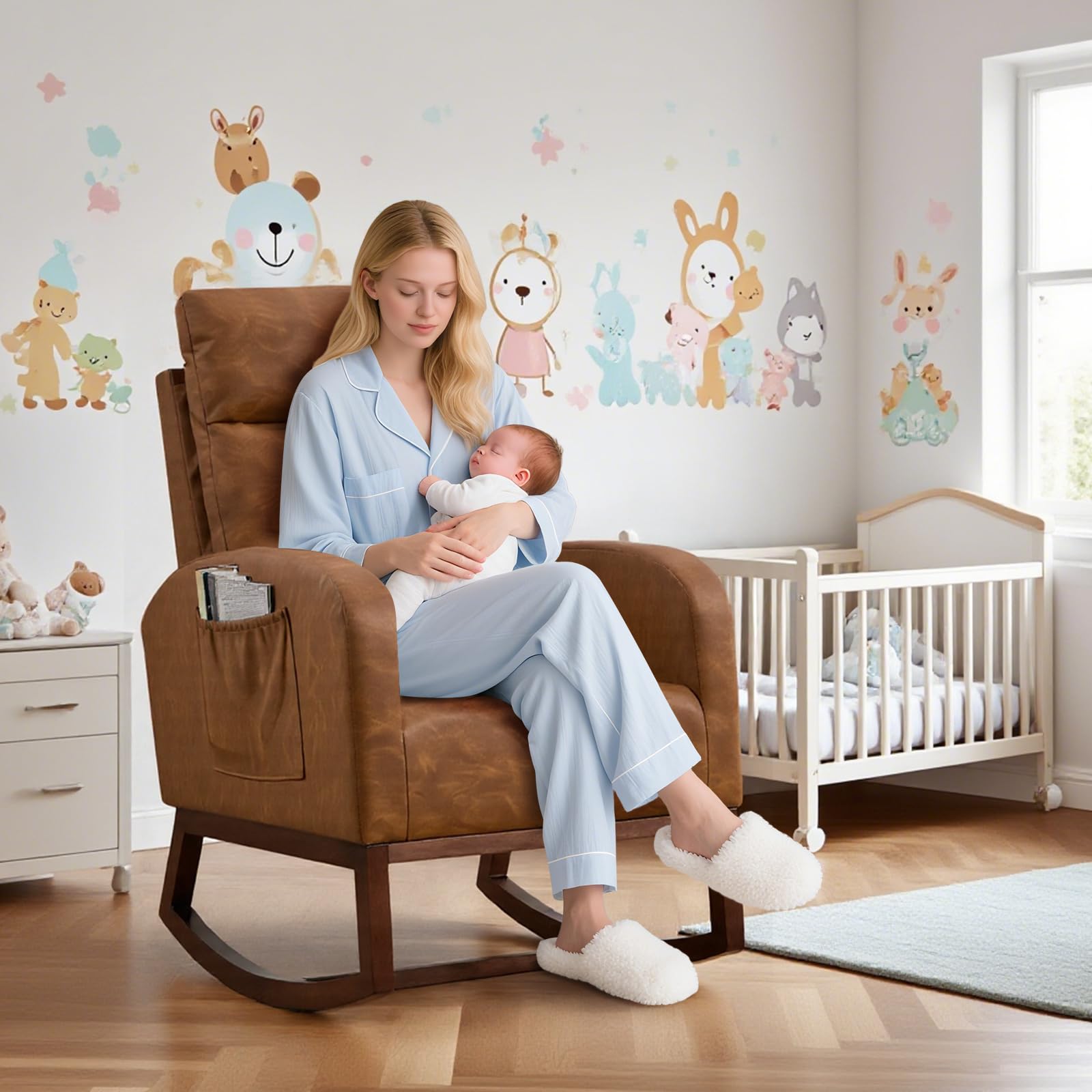 Seduta con dongle moderno per la cameretta dei bambini Garvee in similpelle con binario da 26", ergonomica e stabile, con borsa laterale per il bambino e telecamera nera