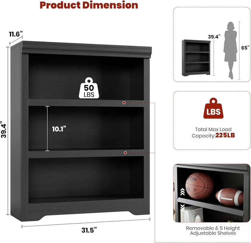 Garvee Libreria Rustica Alta 75" (190 cm), 2-6 Ripiani Regolabili, MDF, Anti-Ribaltamento, Soggiorno e Studio, Design Elegante, Neutro