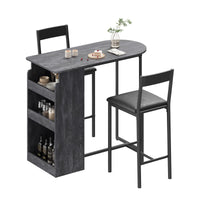 Set tavolo e sedie da bar Garvee con piano semicircolare in stile retrò, 3 ripiani, sgabelli rivestiti in pelle per cucina e ufficio, moderno, salvaspazio