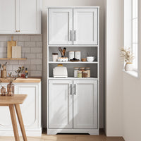 Mobiletto alto da bagno Garvee con 4 ante, ripiani regolabili, MDF, autoportante, bianco, per bagno e cucina, 62,0 cm x 30,2 cm x 170,2 cm