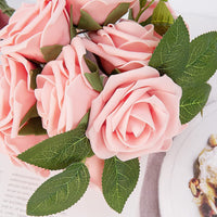 Rose artificiali Garvee, set da 25 pezzi, fiori di schiuma, rosa, per decorazioni fai da te, colori vivaci, resistenti, versatili