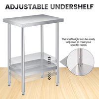 Tavolo da lavoro in acciaio inossidabile Garvee da 24x18 pollici con ripiano inferiore regolabile per catering e uso esterno, antiruggine e antigraffio