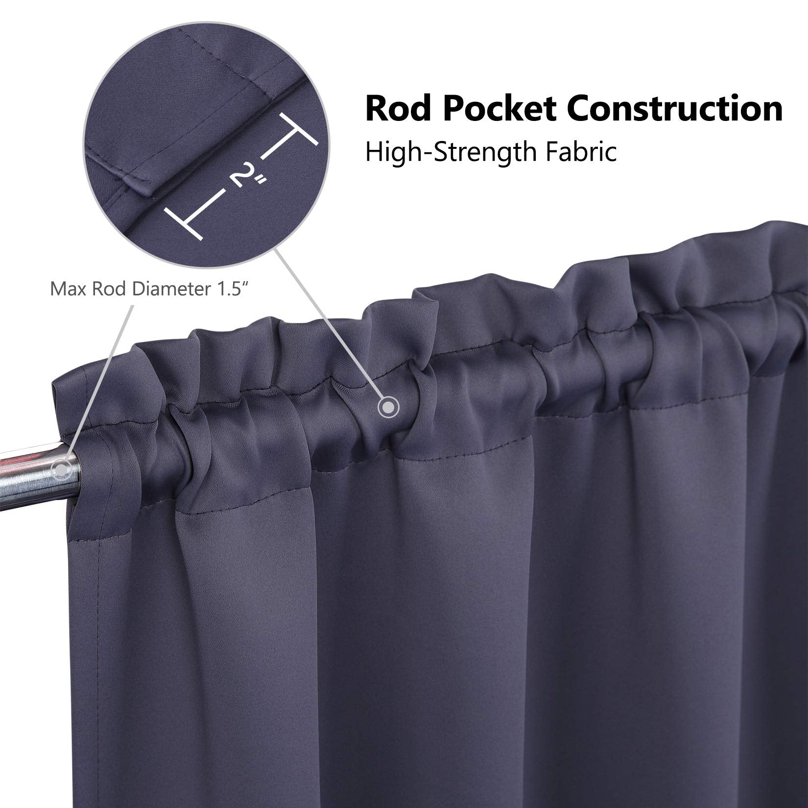 Tende oscuranti Garvee, 2 pezzi, per finestre, soggiorno, cucina, camera da letto, 26x45 pollici, grigio scuro