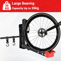 Supporto da parete per bicicletta pieghevole e girevole Garvee per ruote da 20-29", metallo, capacità di carico 35 kg, ganci, garage e casa, salvaspazio