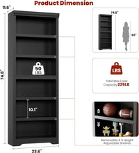 Garvee Libreria Rustica Alta 190,5 cm Con 2-6 Ripiani Regolabili, Struttura MDF Robusta, Design Elegante, Anti-Ribaltamento Per Soggiorno E Studio, Neutro