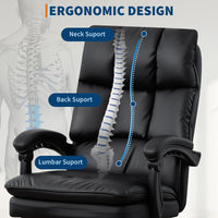 Sedia da ufficio Garvee in similpelle ergonomica regolabile con poggiapiedi, struttura in metallo, girevole a 360° per casa, ufficio, gaming, nera