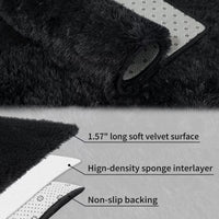 Tappeto rotondo Garvee Fluffy 3'3,3" per cameretta dei bambini, morbido velluto a pelo lungo, nero, antiscivolo, arredamento per soggiorno e camera da letto