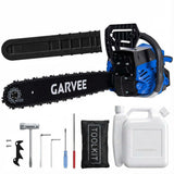 Motosega a Gas Garvee 52CC 2.2KW Barra 41cm con Freno Catena - Potatura e Taglio Legna, Antivibrazione, Avvio Rapido - 5200 Blu