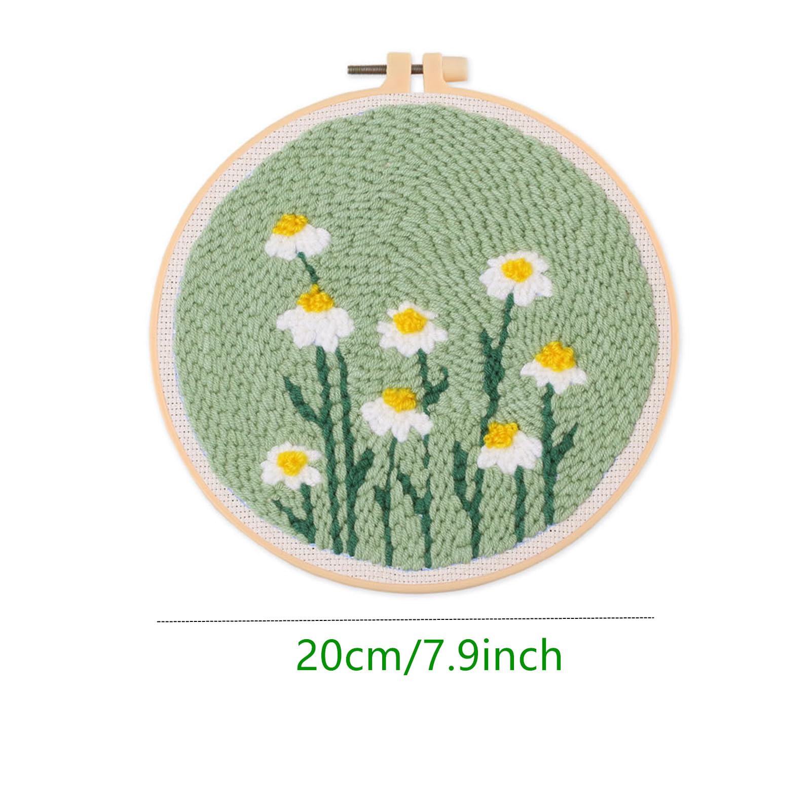 Kit di avviamento per ricamo con ago perforato Garvee con motivo floreale, tessuto lavabile, filato e telaio da ricamo, ideale per principianti, regalo fai da te, taglia unica