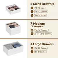 Cassettiera Garvee a 15 cassetti con piano in legno, struttura in metallo, cassetti in tessuto per camera da letto e corridoio, versatile, robusta, grigia