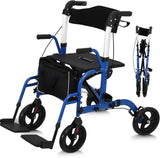 Garvee Rollator 2 in 1 Fuoristrada con Sedia Trasporto, Ruote 25,4 cm Antiforatura, Telaio Robusto, Outdoor, Nero - Argento