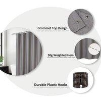 Tenda da doccia Garvee in poliestere impermeabile con ganci per vasca e doccia 72"x96" grigio