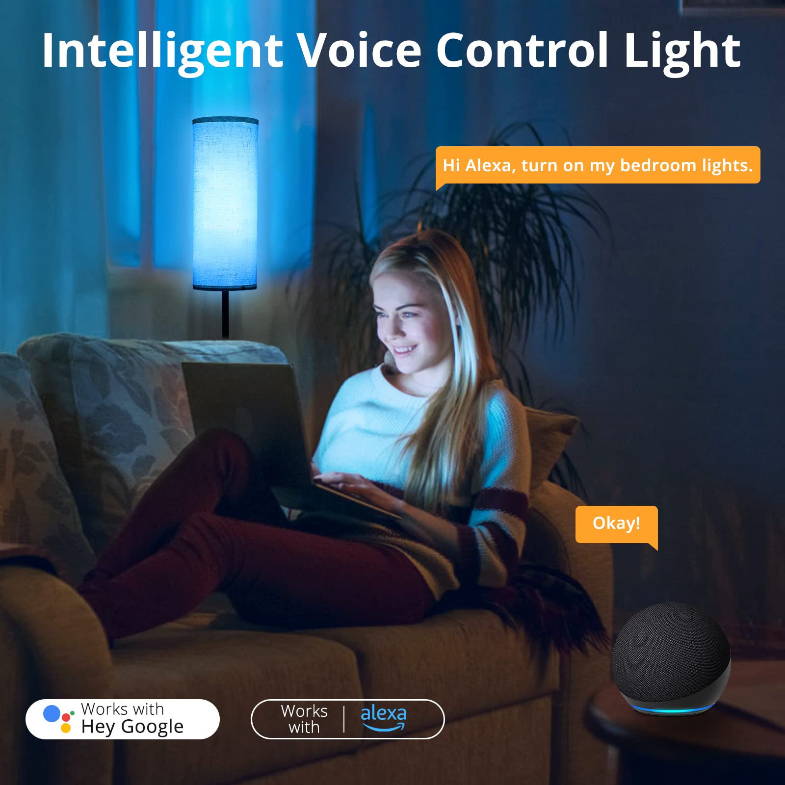 Lampada da terra Garvee per soggiorno RGBCW LED dimmerabile con telecomando e app 167 cm nero