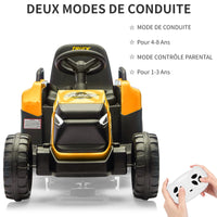 Trattore per bambini Garvee Kids Tractor 12V Twin Motor – Giallo classico con telecomando, rimorchio e suoni realistici per bambini e bambine dai 3 anni in su in giardino o cortile.
