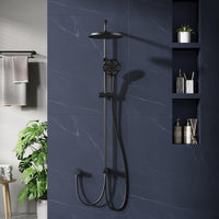 GARVEE Doccia a pioggia senza raccordi – Colonna doccia in acciaio inox nera rotonda 25 cm