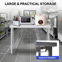 Tavolo pieghevole Garvee in acciaio inossidabile da 36" x 24" con ripiano inferiore regolabile per cucina, officina, garage, dimensioni 36", acciaio inossidabile