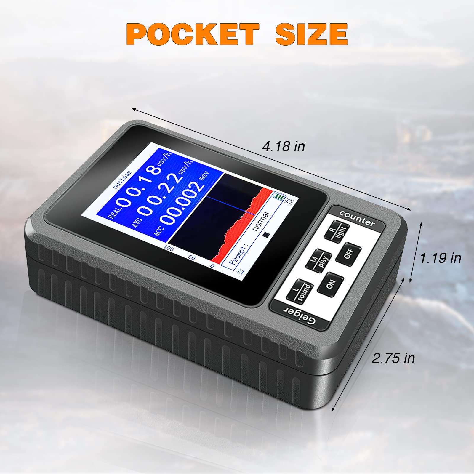 Contatore Geiger Garvee XR1-B Dosimetro Rilevatore Radiazioni Nero Portatile Preciso - Regalo Festa del Papà per Laboratorio e Campo