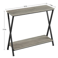 Tavolo consolle stretto Garvee, 2 ripiani, stile industriale, legno MDF e metallo, per soggiorno e corridoio, 84,5 cm di lunghezza x 30 cm di larghezza x 80 cm di altezza, nero