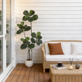 Garvee Albero Finto Fico Foglia di Fico 5FT, Rami Flessibili, Vaso Cemento Moderno, Decorazione Interni Ufficio Casa, Verde Naturale - Green 5Ft