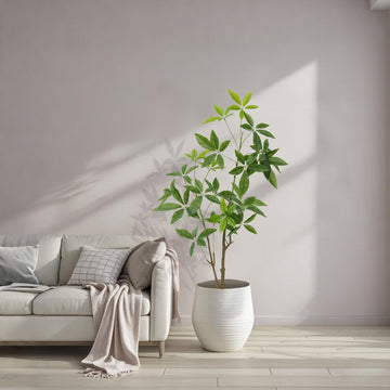 Albero dei soldi artificiale Garvee, 4 piedi, Pachira da interno, portafortuna, facile da pulire, foglie personalizzabili, durevoli, decorazione per ufficio e soggiorno, verde