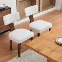 Sedie da pranzo Garvee, set da 2, rivestimento in tessuto, schienale ergonomico curvo, struttura in legno, antigraffio, beige, mobili per cucina e sala da pranzo