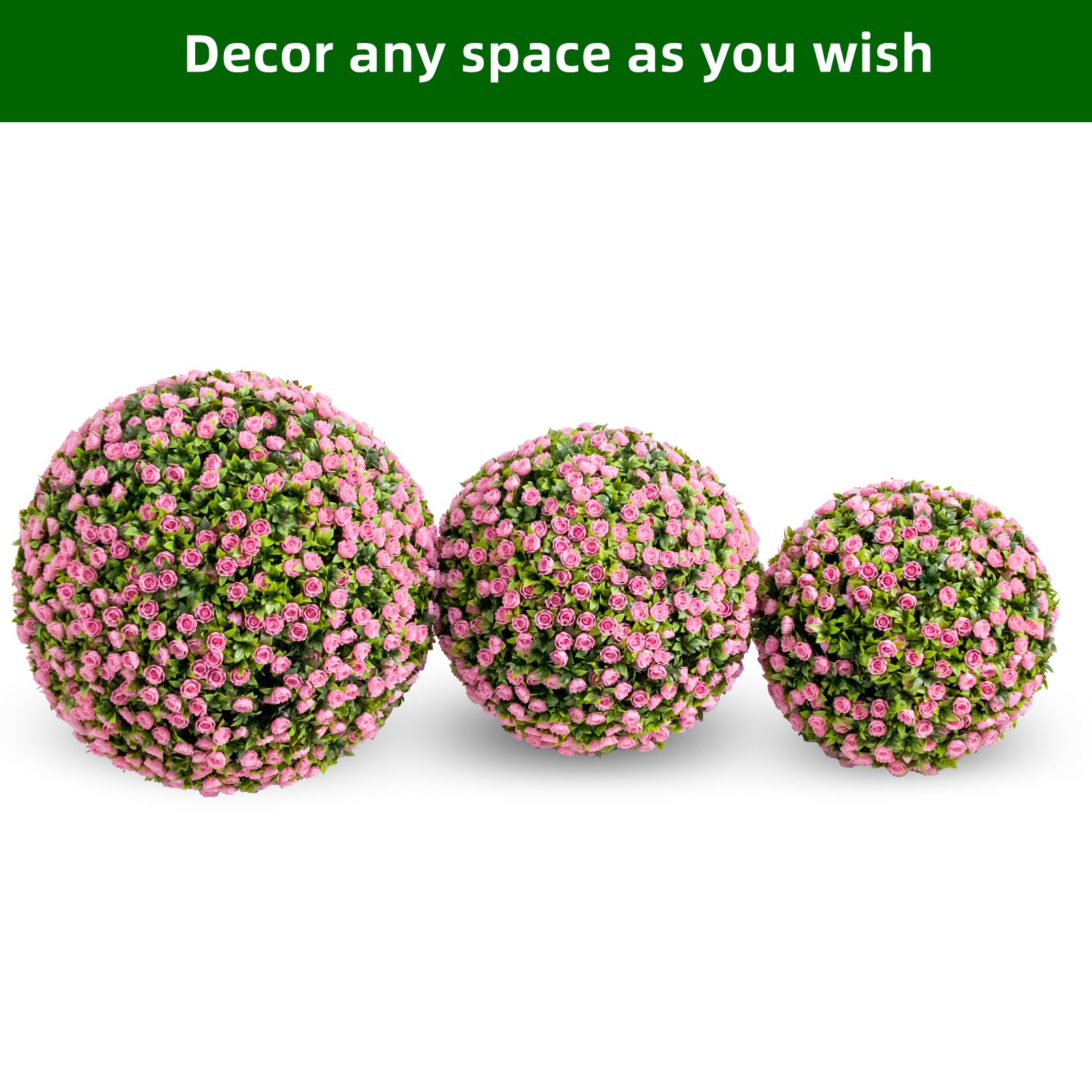 Garvee Artificial Bosso Balls 21,6 pollici, materiale PE, set da 2, per interni ed esterni, matrimonio e giardino, verde