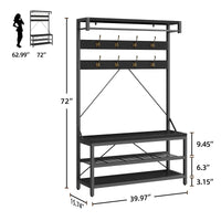 Appendiabiti industriale Garvee con 8 ganci, effetto legno, struttura in metallo, piedini regolabili per corridoio 101.35x39.88x182.88 cm