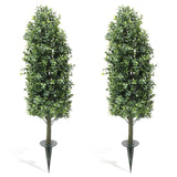 Garvee 2 Pezzi Buxus Artificiale 90cm con Picchetto UV-Resistente Sempreverde per Giardino e Ufficio Verde - Green