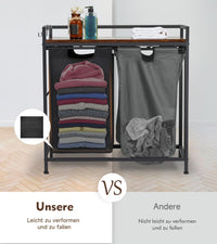 Garvee Cesto portabiancheria con 2 scomparti, sacchetti rimovibili, struttura in metallo, per bagno e camera da letto, 73x30x74 cm, nero