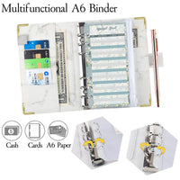 Raccoglitore ad anelli Garvee Budget Planner A6 con buste porta denaro e vano porta contanti, raccoglitore per il risparmio per il budget familiare, compatto e pratico, pellicola in PVC