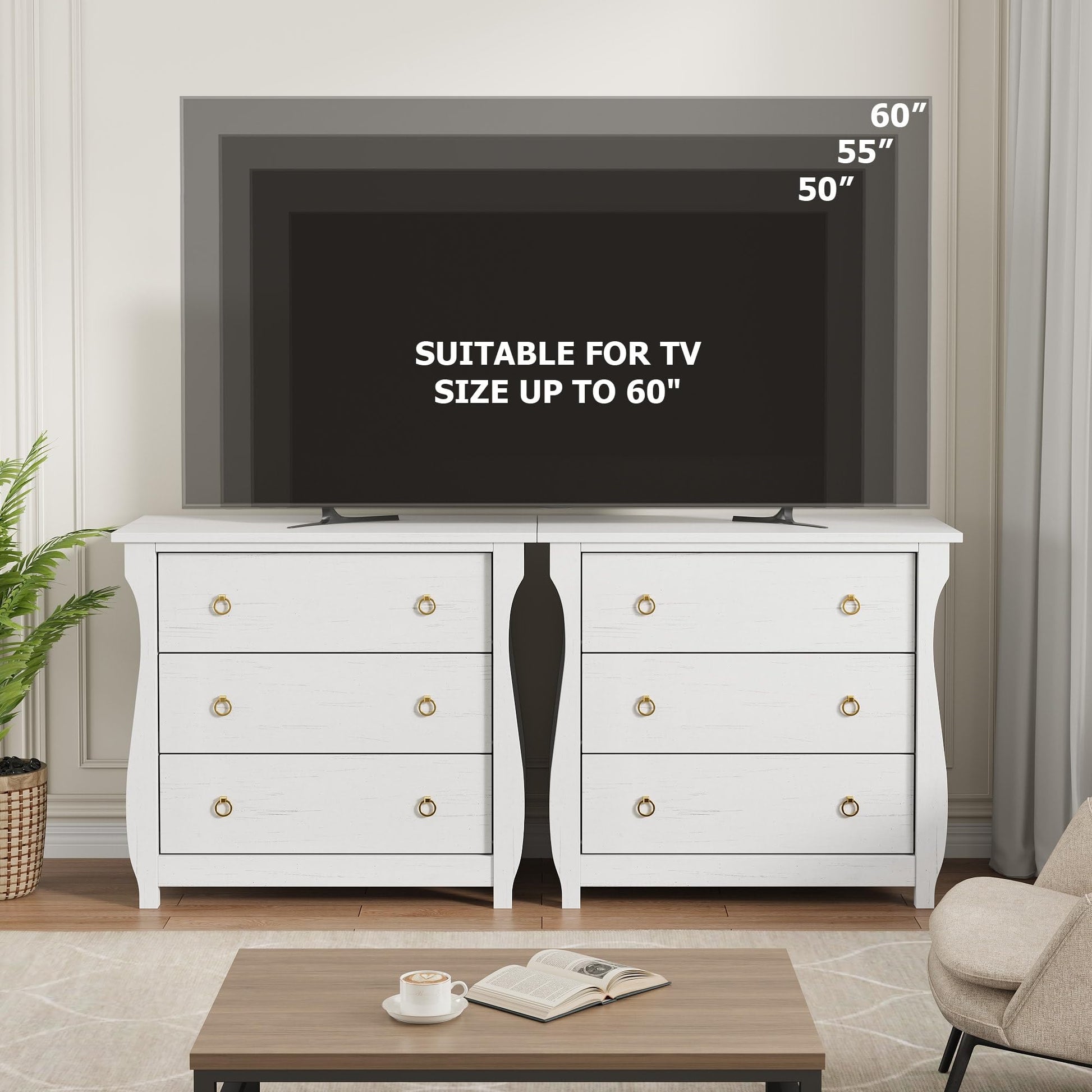 Cassettiera Garvee a 3 cassetti, moderna, camera da letto, legno bianco, maniglie in metallo, robusta, versatile, soggiorno, corridoio