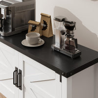 Tavolo consolle Garvee Farmhouse con 2 ante, in legno, robusto e antiinnesto, bianco-nero, 32 persone, per cucina e soggiorno