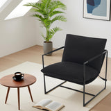 Garvee Sedia Accent Sling Moderna in Metallo con Cuscino in Schiuma, Rivestimento in Lino, Design Compatto per Soggiorno e Camera, 31.1x30.7x37.8 in, Beige - Black