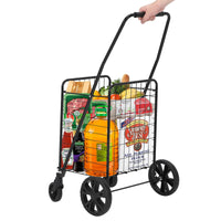 Carrello della spesa pieghevole Garvee, capacità 110 libbre, ruote girevoli a 360°, cestino da 22 galloni, acciaio legato, leggero, per la spesa e i picnic, pieghevole, grigio