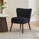 Sedia moderna da soggiorno Garvee, sedia in stile metà secolo, imbottita in velluto, piedini regolabili, gambe in legno, nera, per soggiorno e sala da pranzo - nero
