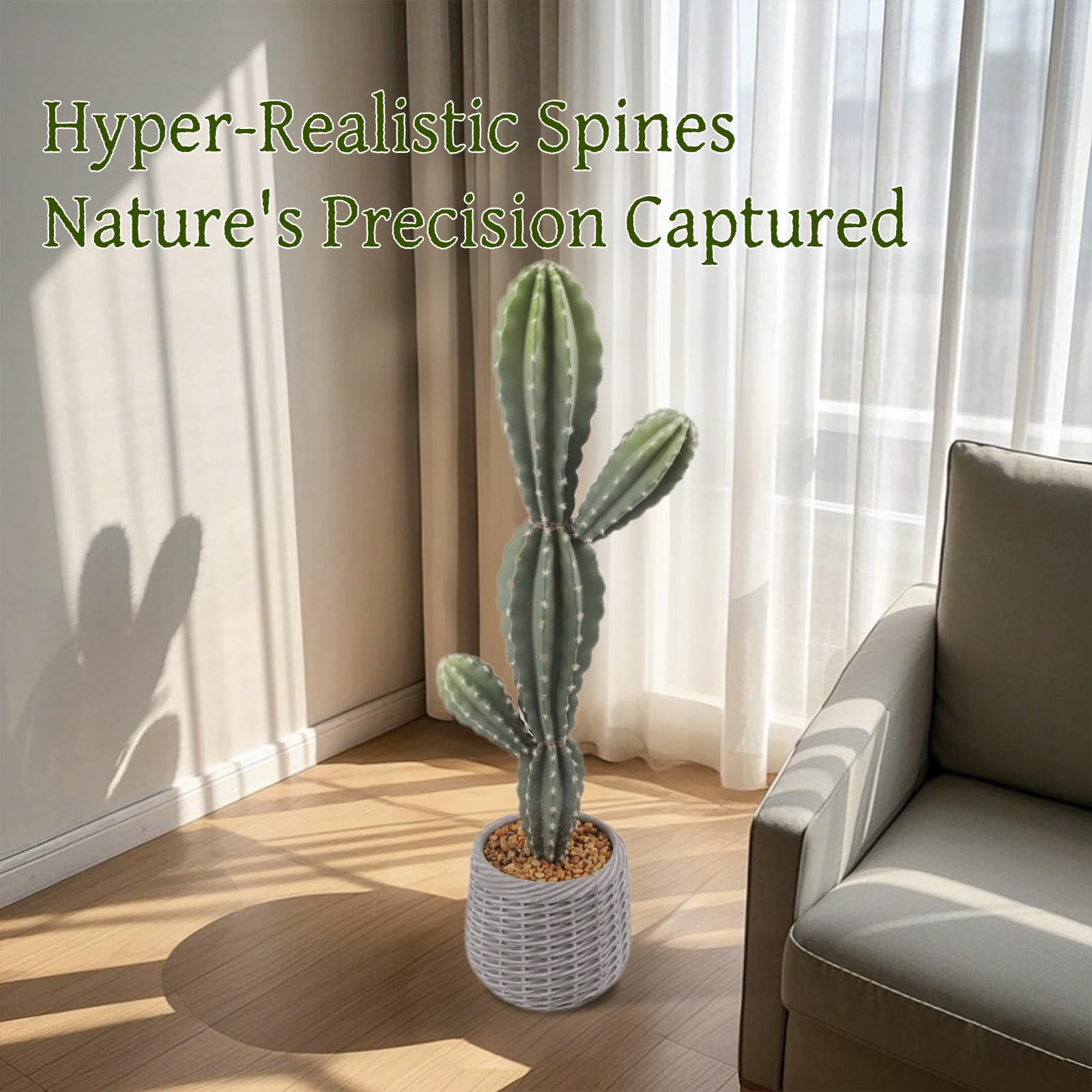 Cactus artificiale Garvee da 35 pollici in materiale EVA realistico, vaso bianco, decorazione per interni ed esterni