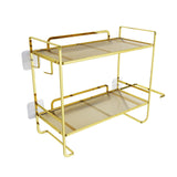 Garvee - Mensola portaoggetti sopra il WC, organizer a 2 livelli con 2 ganci e porta carta igienica per bagno e WC, metallo, oro, taglia unica, salvaspazio - Oro