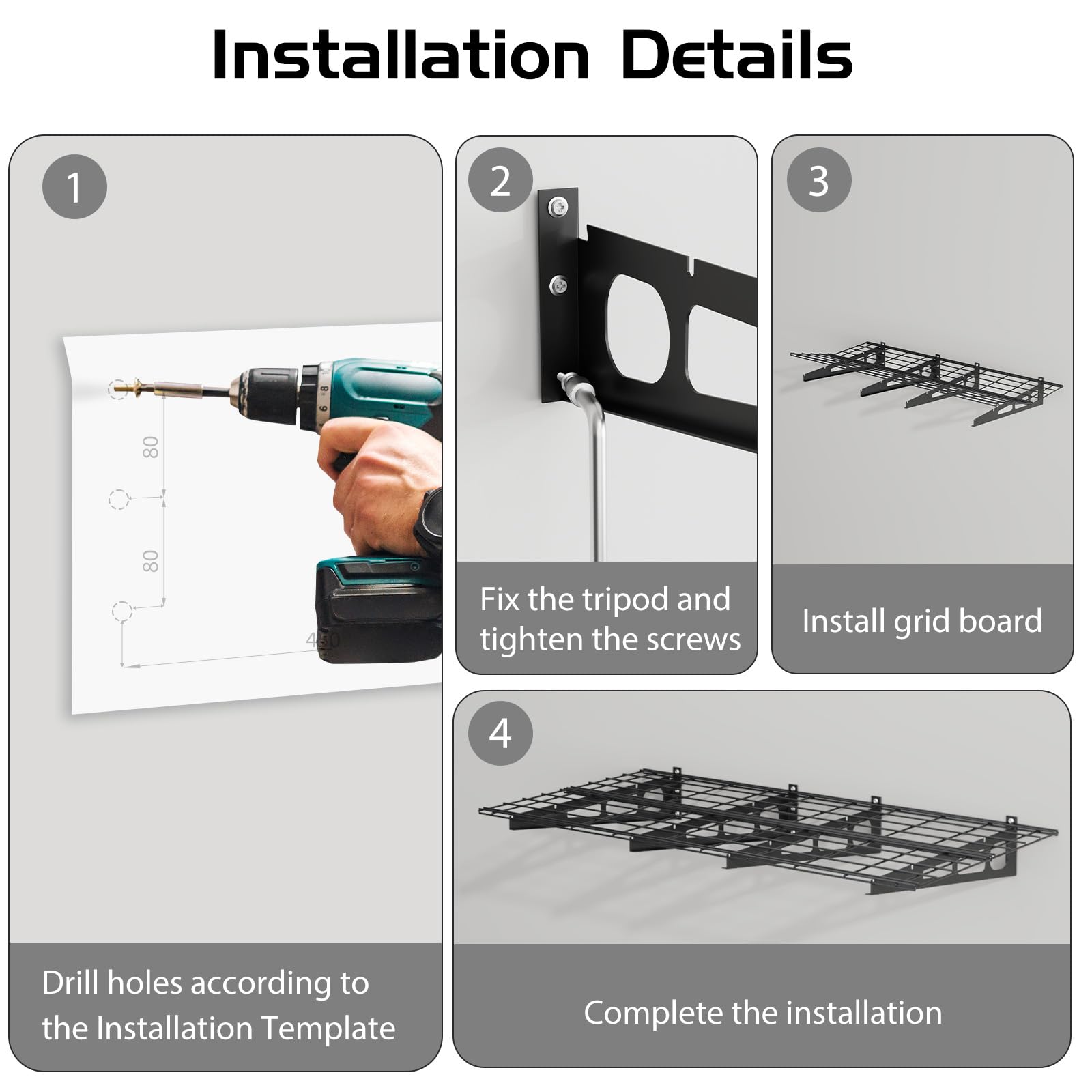 Mensola da Parete Garvee per Carichi Pesanti, Confezione da 2, 6 Piedi Nero - Ideale per Garage e Officina | Perfetta per Festa del Papà