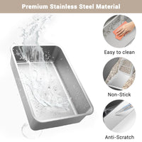 Lettiera per gatti Garvee in acciaio inox di grandi dimensioni con coperchio, resistente agli odori, doppia entrata/uscita, antiscivolo, per gatti di grandi dimensioni, 23.6" L x 15.75" P x 15.35" A