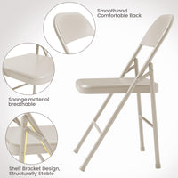 Sedie pieghevoli in acciaio Garvee con schienale, set da 4, beige, per ufficio e uso esterno, capacità di carico fino a 350 libbre, pieghevoli