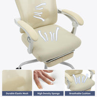 Sedia da ufficio ergonomica Garvee in rete con supporto lombare regolabile e poggiapiedi per ufficio e gaming, bianca, comoda e traspirante