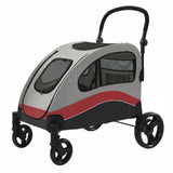 Garvee Passeggino Extra Large per Cani con Telaio in Acciaio, Ruote con Freni, Assorbimento Urti, Design Pieghevole - Rosso - Red