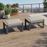 Garvee Pouf Da Esterno In Alluminio Con Cuscino In Spugna Alta Densità Per Patio Giardino Balcone Resistente Alla Ruggine