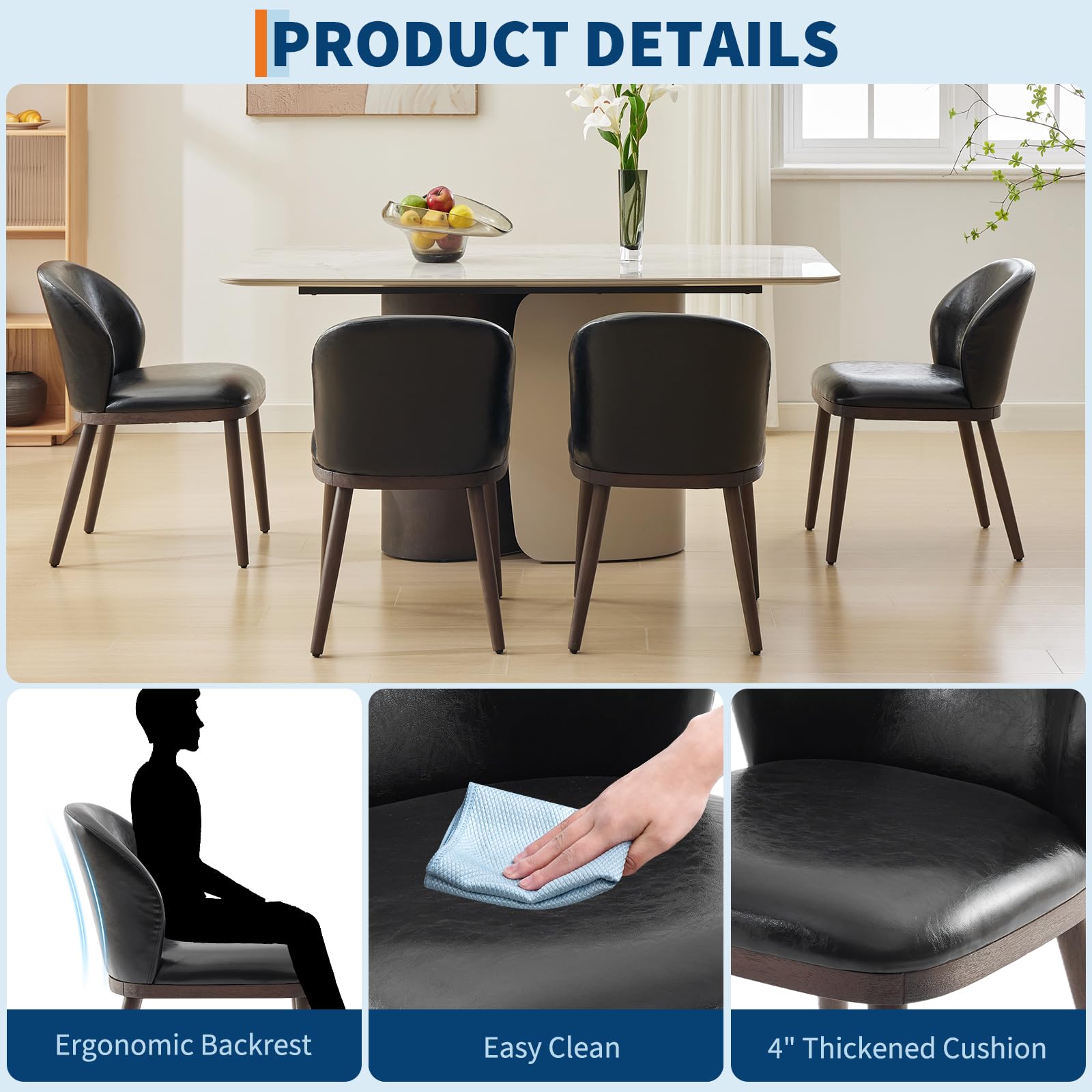 Set di 2 sedie da pranzo Garvee, schienale ergonomico moderno, gambe in legno, capacità di carico di 120 kg, profilo sottile, per cucina e ristorante, grigio