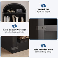 Libreria Garvee con 5 ripiani, stile fattoria ad arco, in legno con angoli in metallo, per soggiorno/ufficio, 71,65x29,92x11,88 pollici, legno naturale